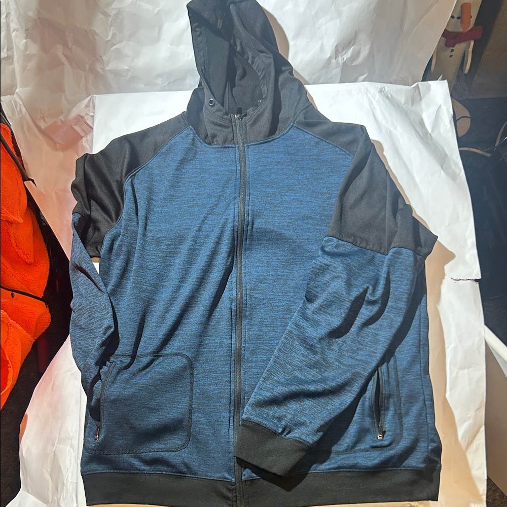 Split - Blue/Black Hooded Jacket (No Drawstring/Minor Hole-Back)
